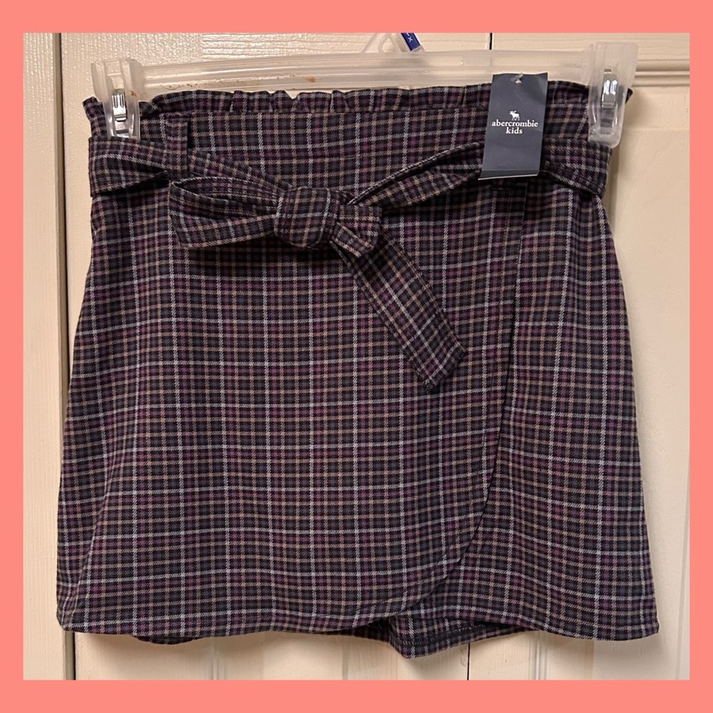 Abercrombie & Fitch Women's Checkered Mini Skirt - Purple and Black